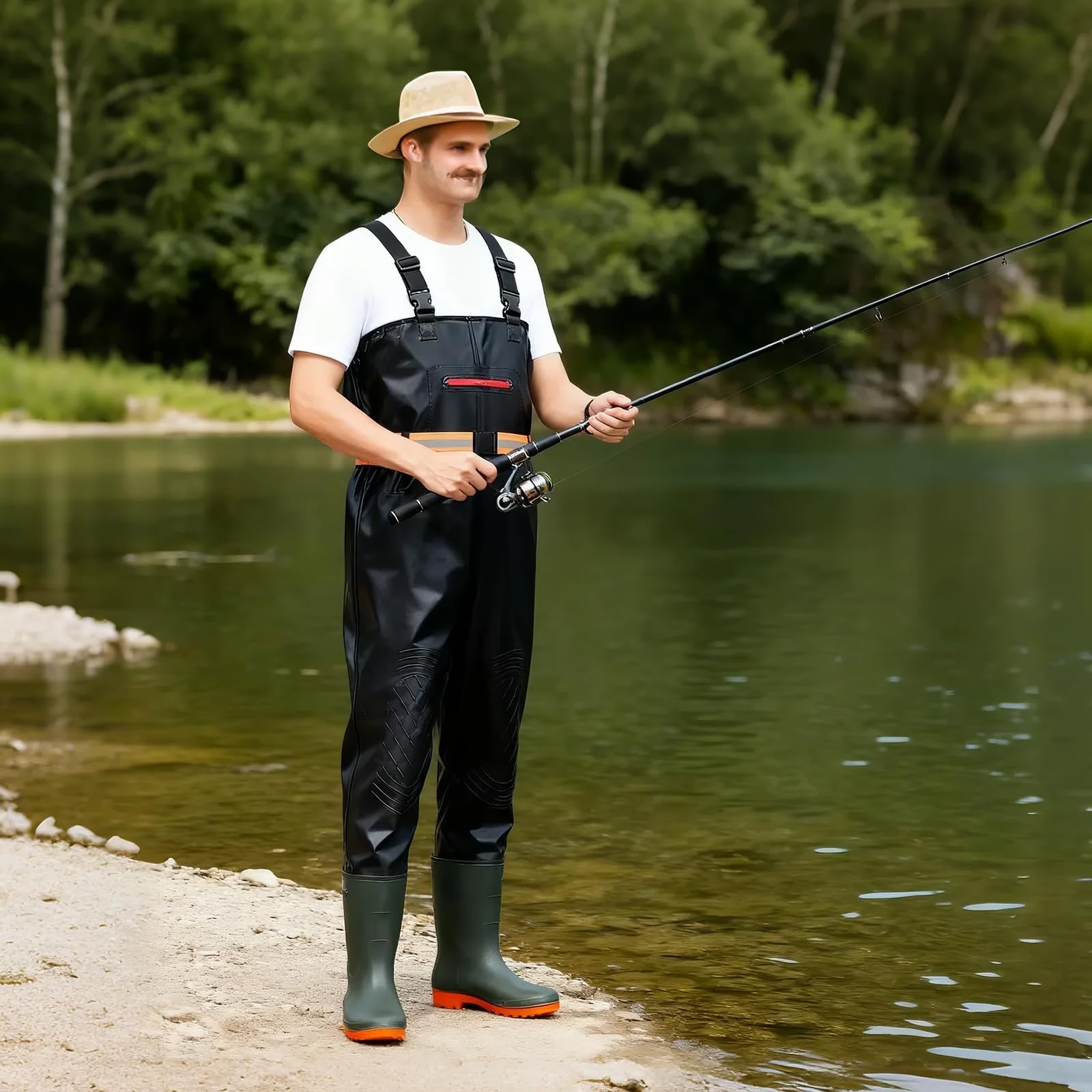 Waders pour homme et femme - Pantalon de pêche avec bottes - Pantalon de pêche pour adulte - Respirant - Imperméable - Avec bottes - Pour la pêche, les sports nautiques, les activités de