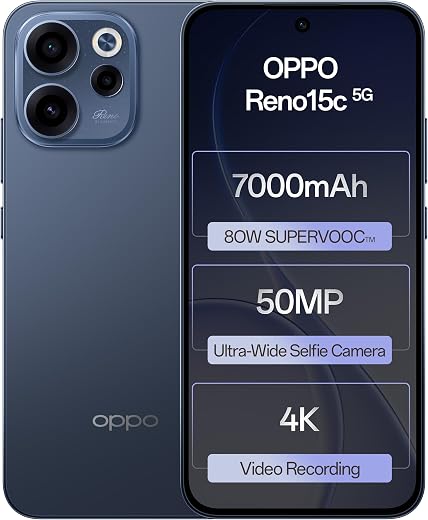 Oppo Reno15c 5G (Twilight Blue, 8GB RAM, 256GB Storage) with No Cost EMI/Additional Exchange Offers