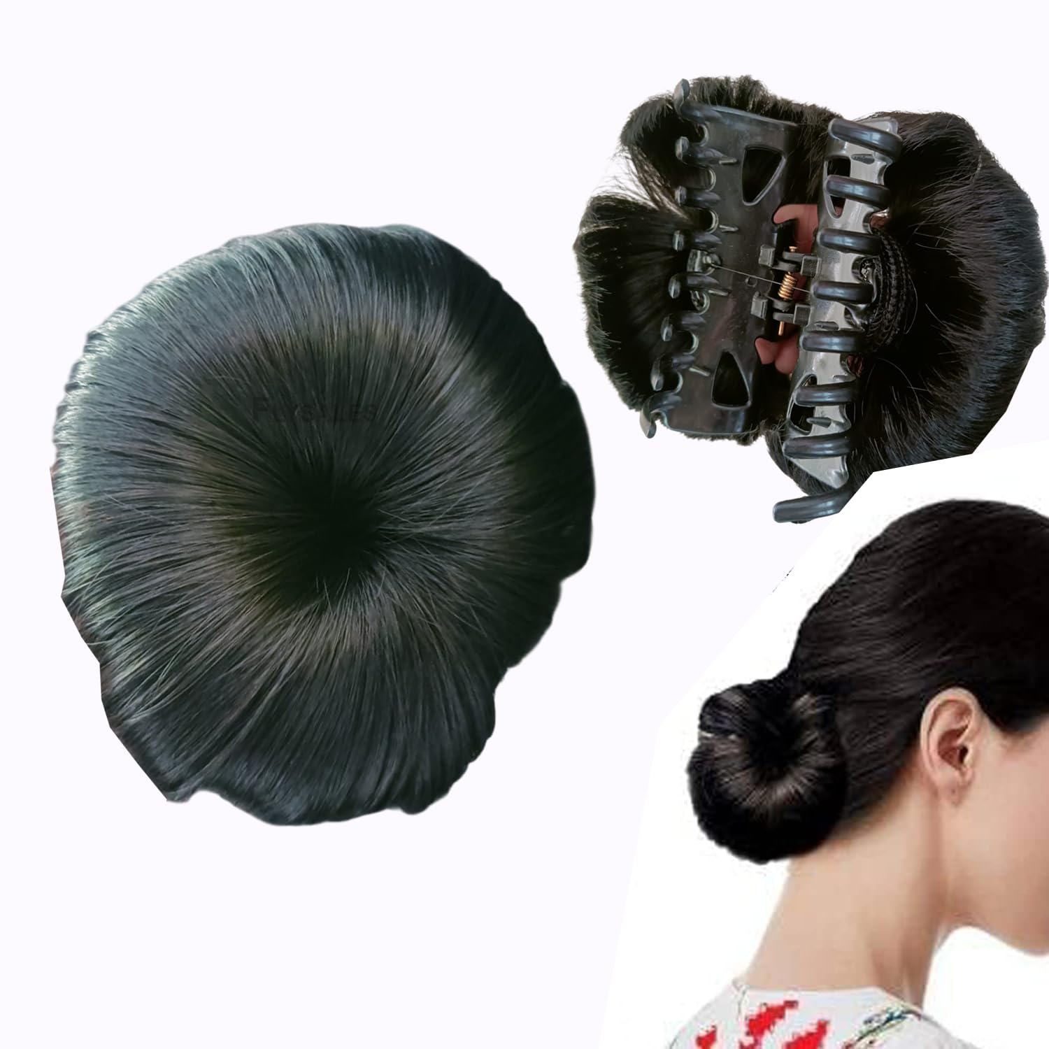 Artificial Juda Hair Bun With Clutcher Hair Accessories Hair Extension & Hair Wigs Hair Juda For Women & Girls, Black (Black)-image-8
