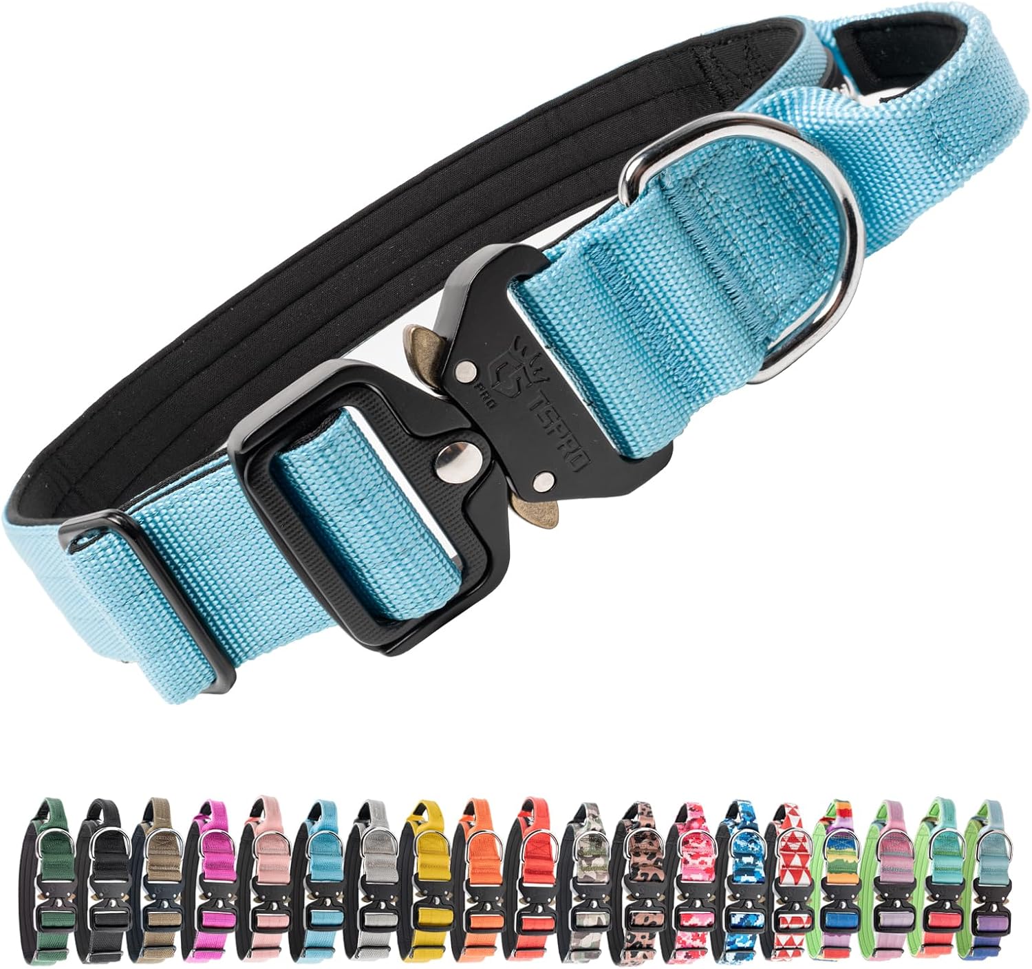 TSPRO Premium Dog Collars Tactical Dog Collar with Patch and Heavy Duty Quick-Release Metal Buckle Durable Thick and Adjustable for Medium to Large Dogs (Camo Khaki L)