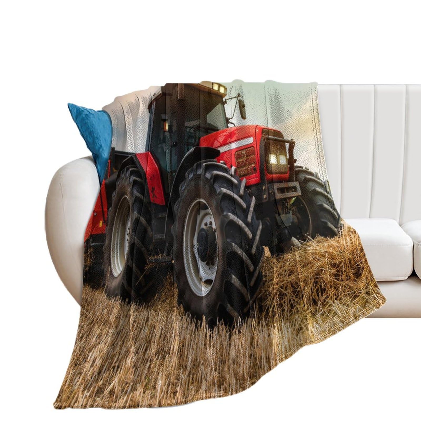 NIBABA Farmer Drive Tractor Seeding Blanket Fuzzy Throws, Soft Fleece Blankets for Men, Women, Boys, Girls, Cozy Plush Comfy Microfiber Throw Blanket for Couch Sofa Bed Chair 150x200cm (60x80in)