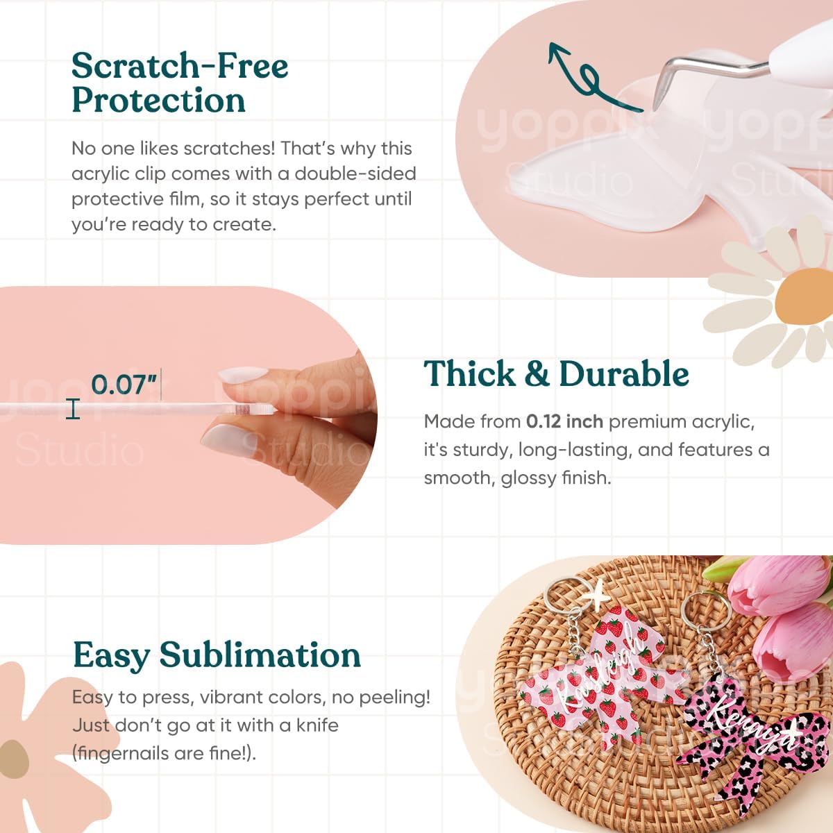 40 Pcs Sublimation Acrylic Bookmark Blanks, with 20 Ribbons for Heat Transfer Bookmarks Wedding Table Decorations, Christmas Tree Decor, Reading Lovers DIY Crafts Presents - Image 5