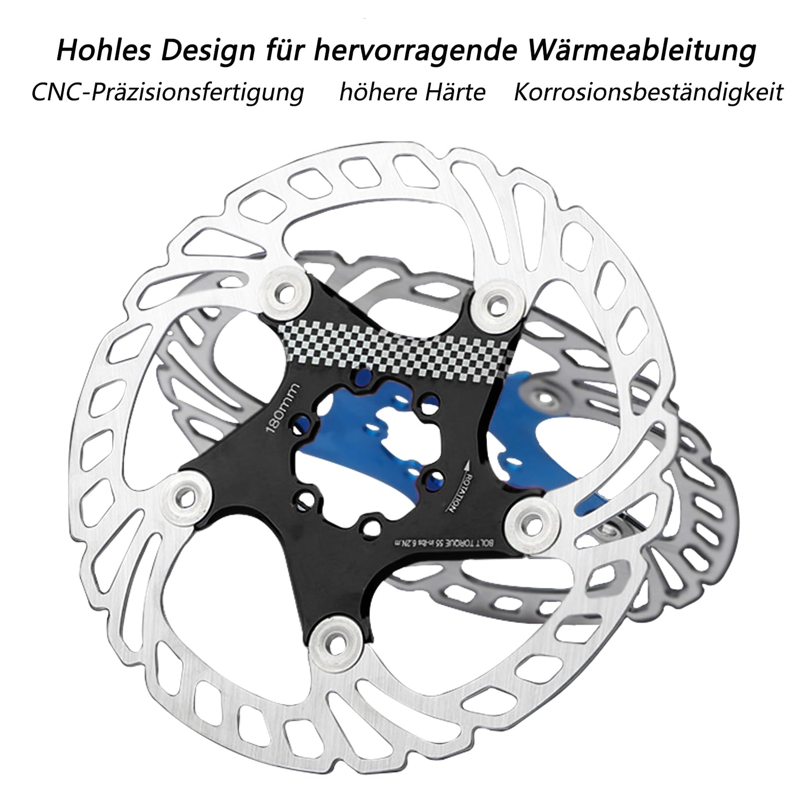 Yongness Bike Disc Brake Disc Black 180mm with 6 Screws Disc Brake Disc Floating Brake Disc Suitable for Road Bike MTB MTB BMX Bike Spare Parts - Image 2