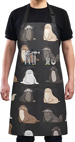 Miniatura 4 de MNSRUU Delantal de cocina amarillo con diseño de abeja de gnomo para mujeres y hombres con bolsillos