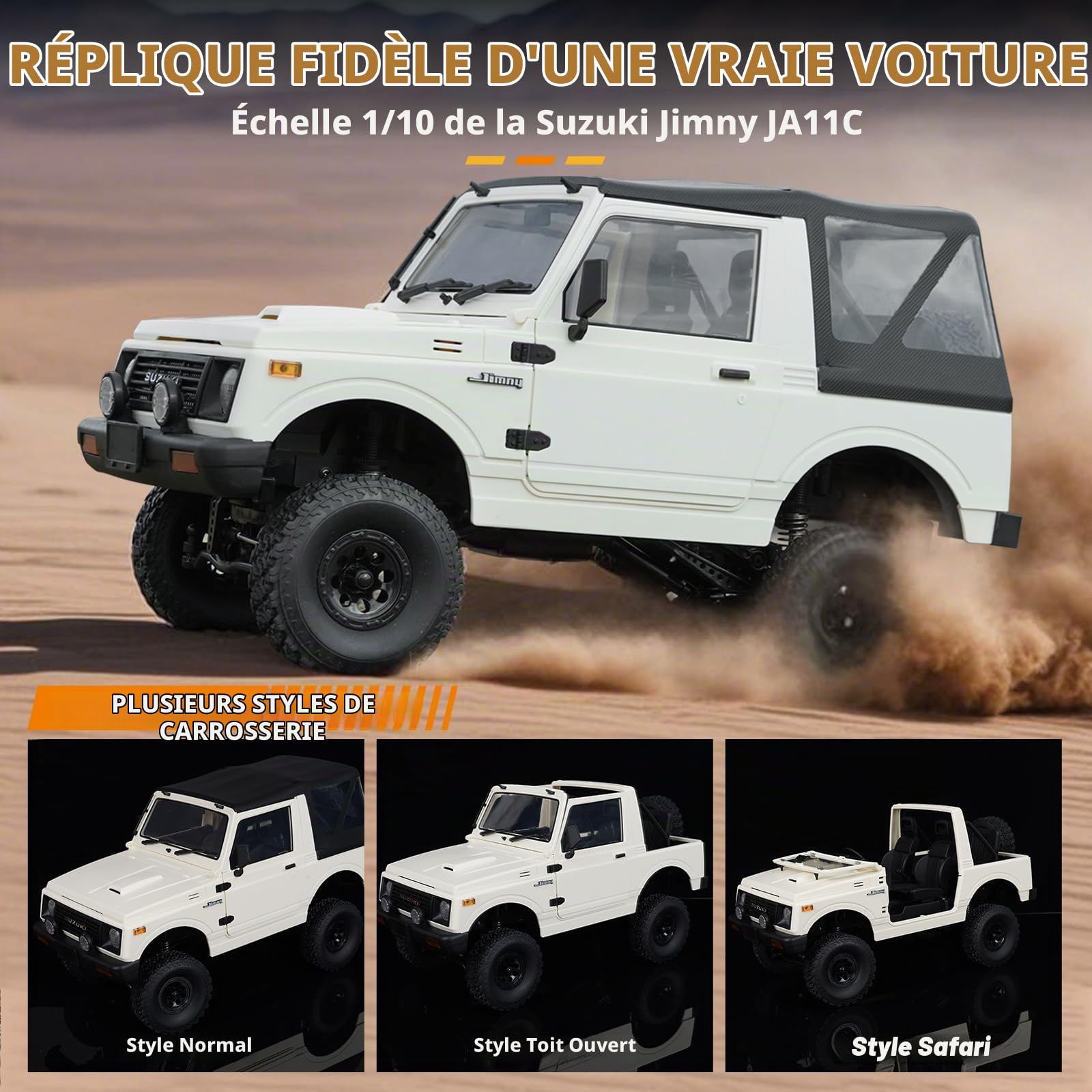 ARRIS Crawler RC 1/10, WPL C74-1 Jimny JA11 4x4 Camion Tout-Terrain Télécommandé, Pickup RC 4WD pour Adultes