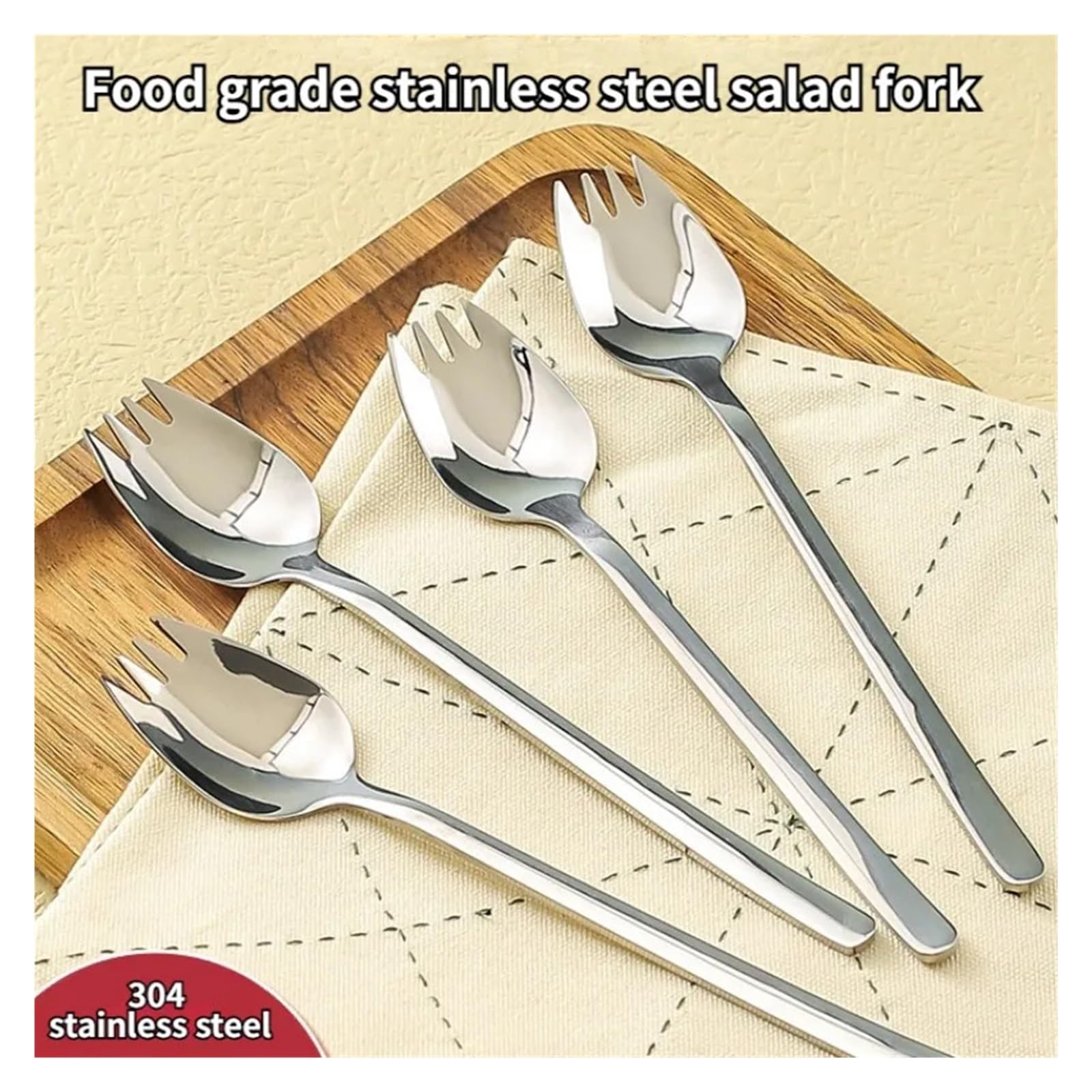 Tenedor de Acero Inoxidable for Frutas, Cuchara, Mango Largo, for Helado, Ensalada, Postre, vajilla, práctico Tenedor Occidental multifunción Plateado(25PCS)