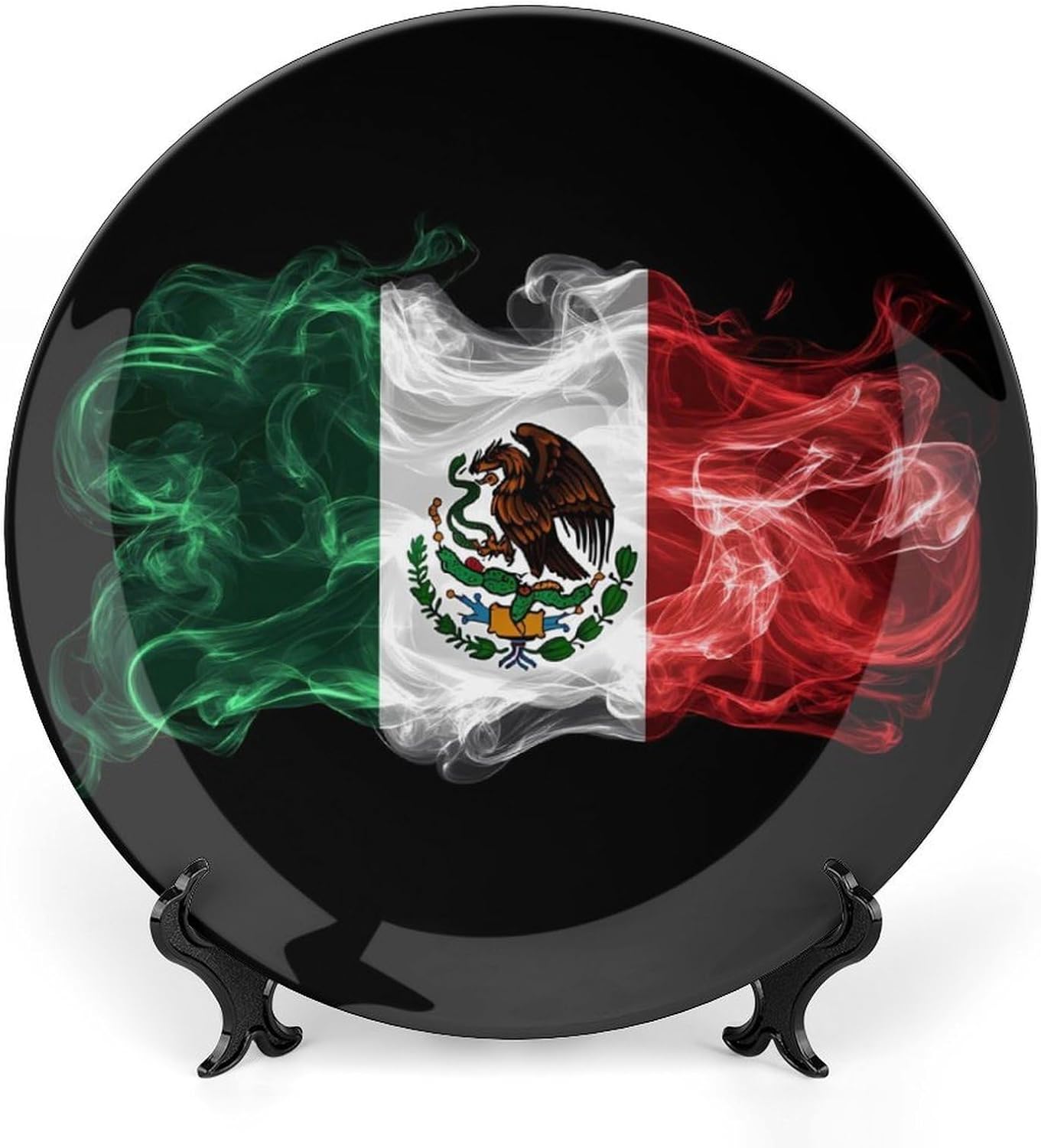 Mexico Mexican Fiag Bone China Decorative Plate with Stand Home Dessert Plates Gift for Men Women 6inch