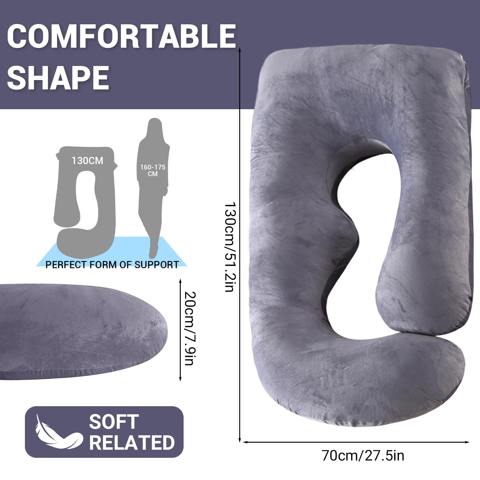 Cuscino Gravidanza,Cuscino Gravidanza per Dormire,Cuscino a Forma di J Supporto Maternità,Cuscino Allattamento e Gravidanza con Rivestimento Esterno Lavabile e Mascherina per Gli Occhi