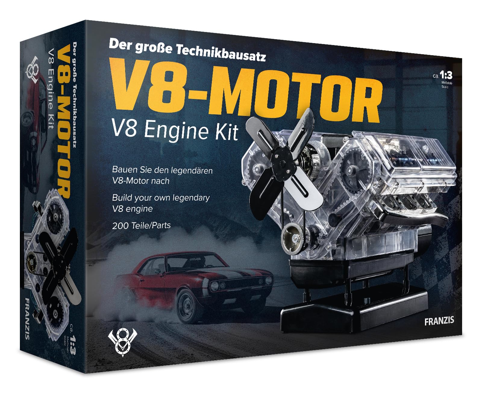 Franzis 67114 große Technikbausatz V8-Motor: Baue den legendären V8-Motor nach und erlebe was hinter der Technik steckt!