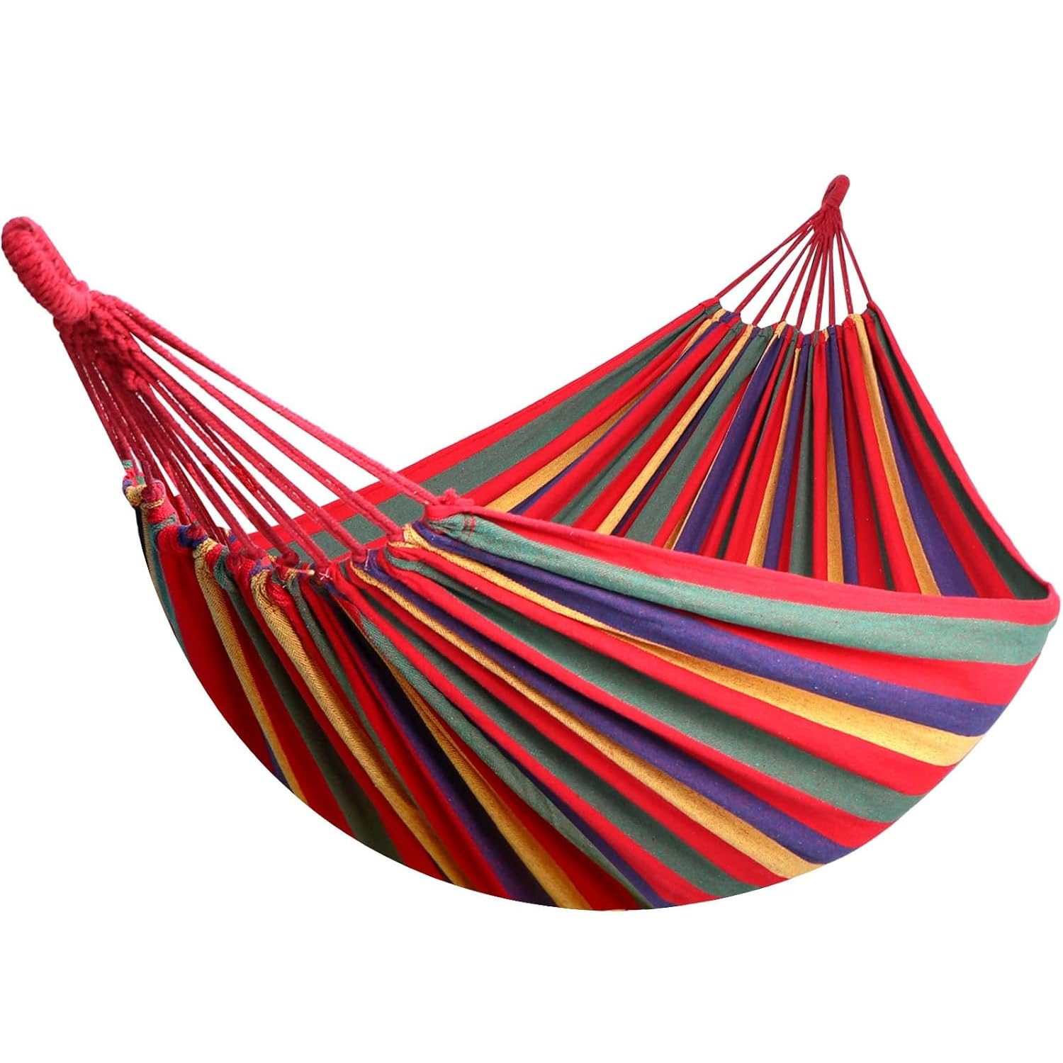 Amaca Da Esterno E Camping Con Borsa Da Trasporto Cinghie E Moschettoni Compresi Design Anti Ribaltamento Cotone Resistente Portata 300 Kg 210 x 150 Cm Rosso