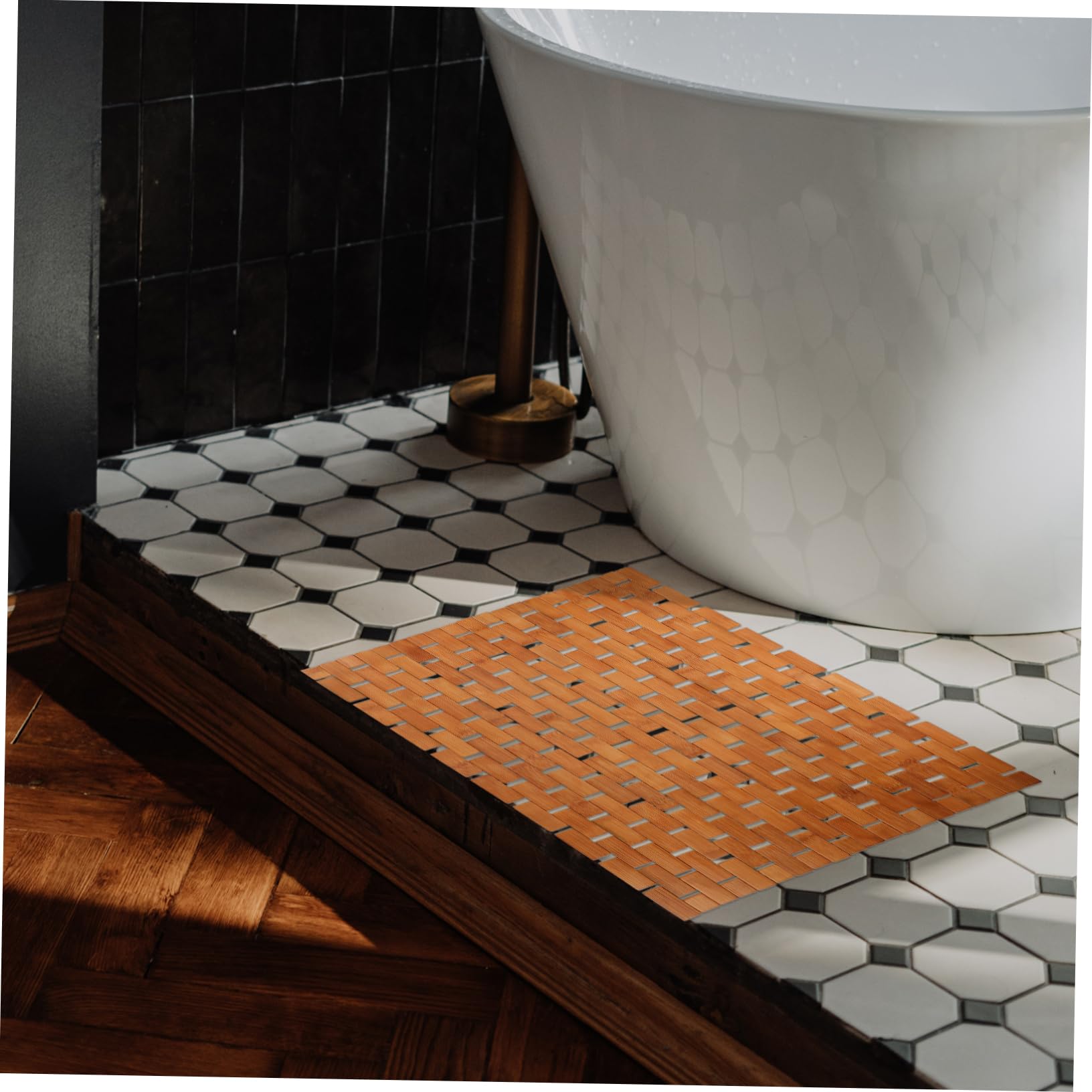 Cabilock Alfombrilla de Baño en Color Caqui de Bambú Antideslizante Superficie Lisa, Alfombra Absorbente para Hotel y Baño