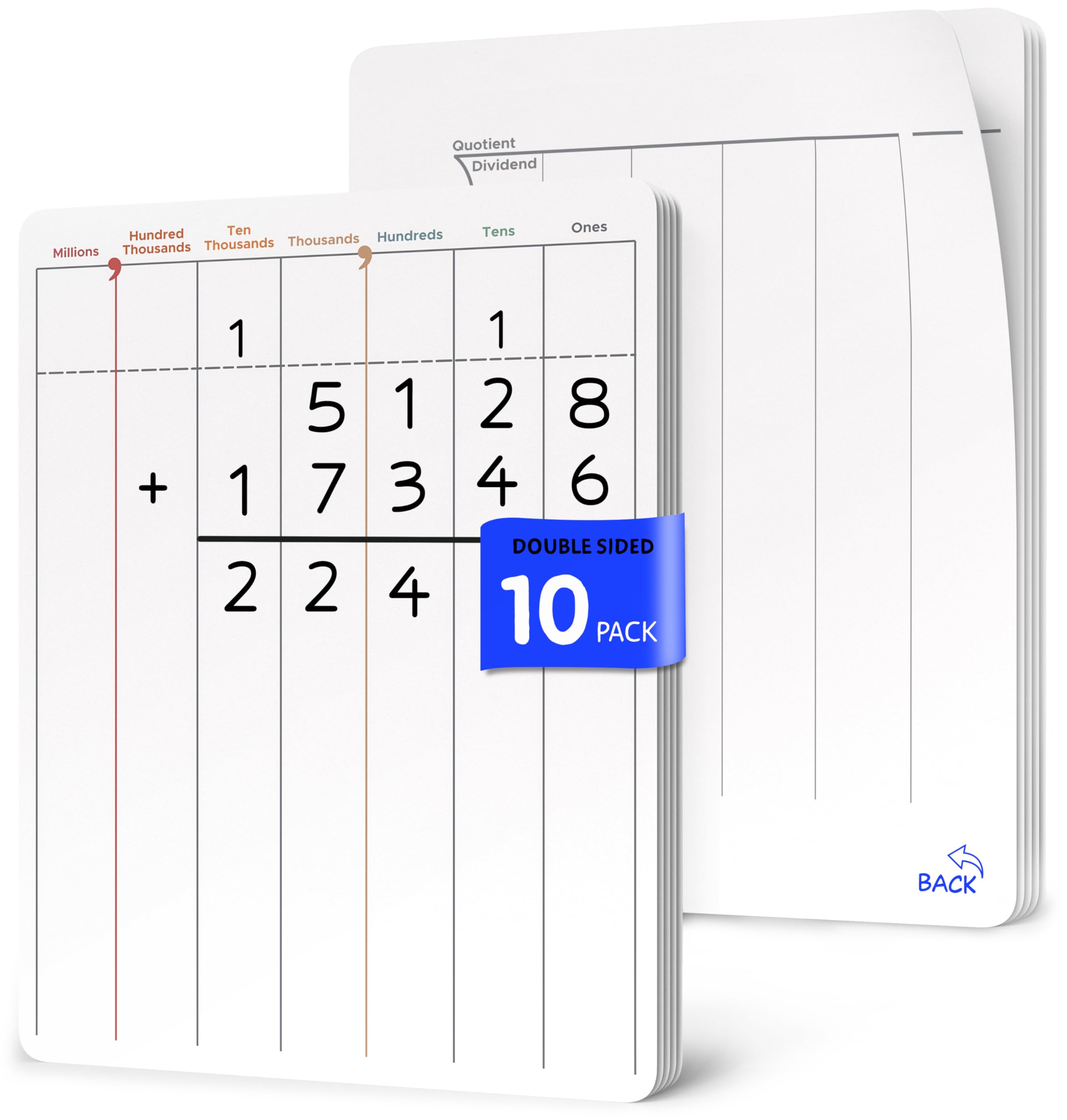 SCRIBBLEDO Division & Place Value Math Practice 9”x12” Small White Board Dry Erase Sheets Math Manipulatives 3rd Grade Long Division Math Supplies