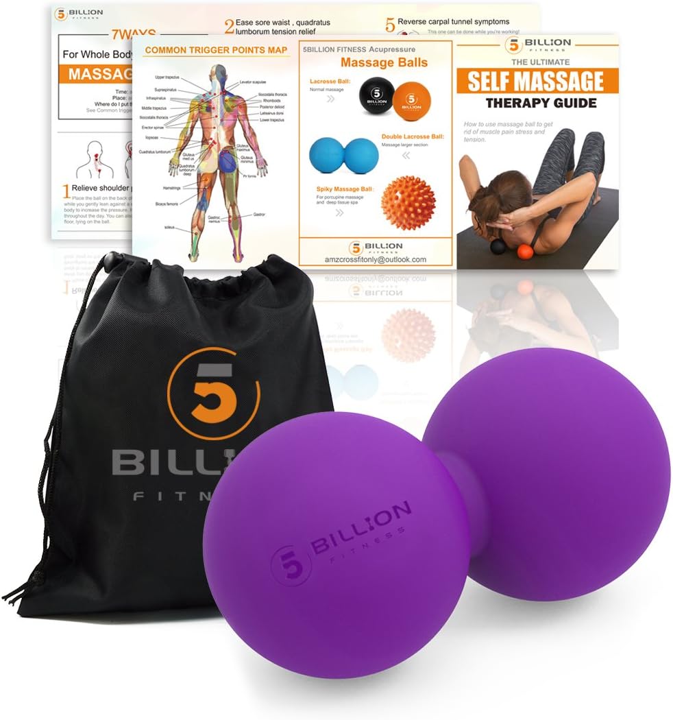 5BILLION FITNESS Peanut Massage Ball,Double Lacrosse Ball and Mobility Massage Ball for Physical Therapy - Deep Tissue Massage Tool for Myofascial Release, Muscle Relaxer, Acupoint Massage (Purple) image 2