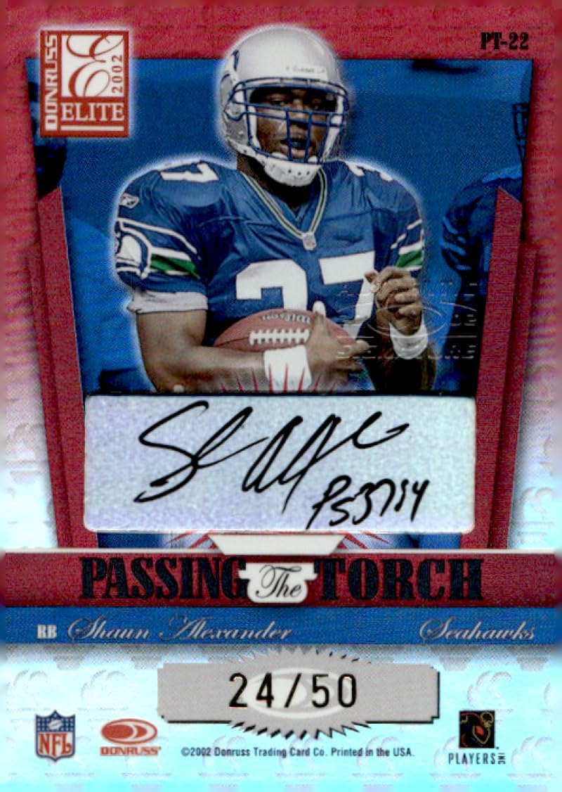 2002 Donruss Elite Passing the Torch Autographs #PT22 Ricky Watters/Stephen Alexander Football Card (Autographed) /50 NM-MT
