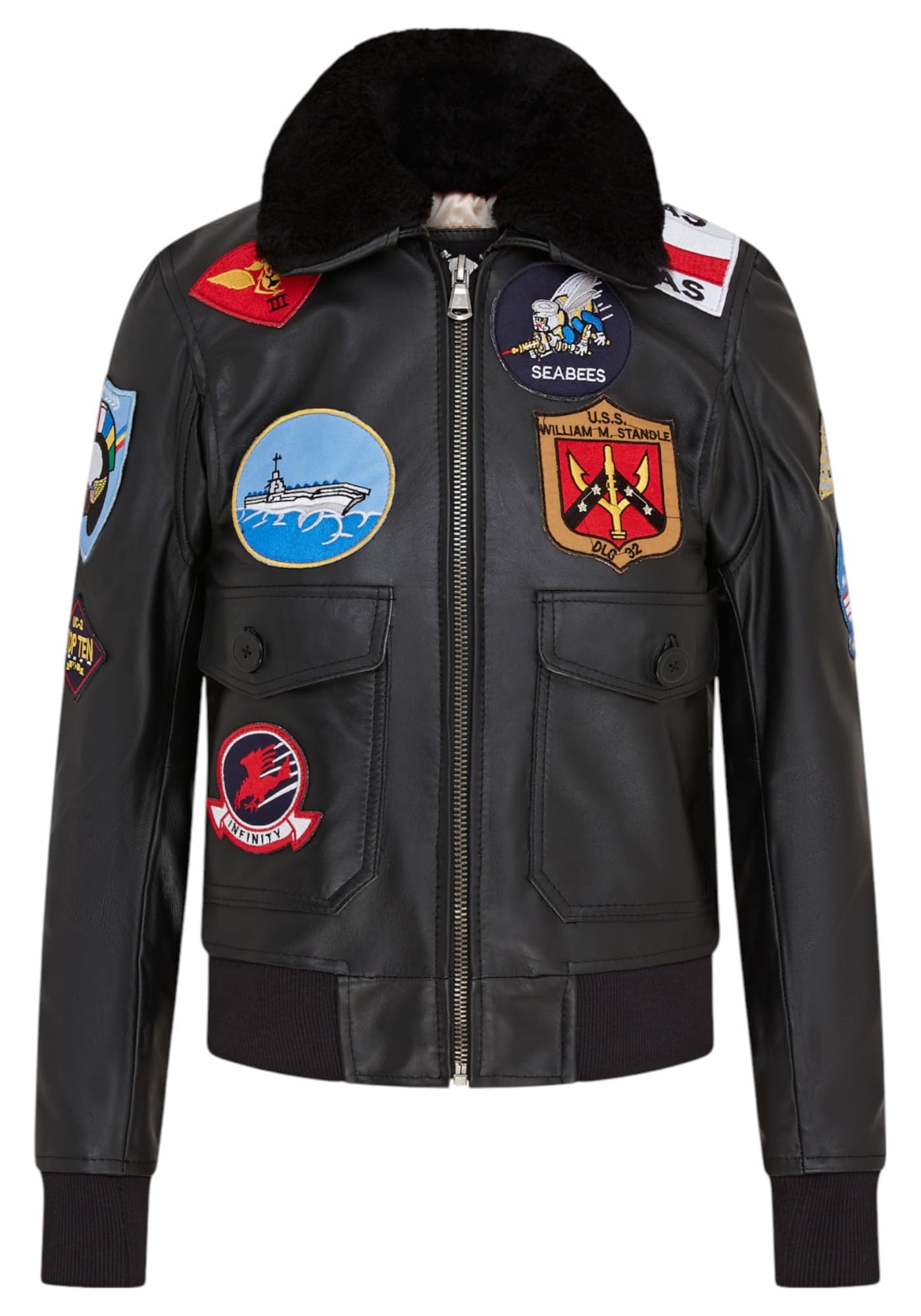 Women's Brown Air Force A2 Flight Leather Sheepskin Collar Bomber Jacket