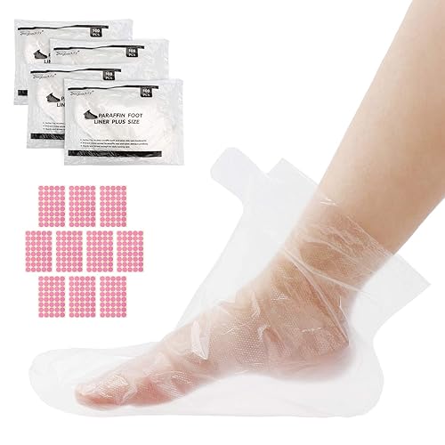 Miniatura 24 de Segbeauty Bolsas de cera de parafina para manos y pies, 200 forros de cera de parafina de plástico, calcetines y guantes de repuesto de cera de baño