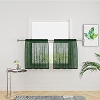 Vista 68 de UPOPO Paneles de Cortina Beige Pequeños Cortinas Transparentes de Gasa de 16 Pulgadas de Largo Cortinas de Cocina de Voile con Textura de Lino