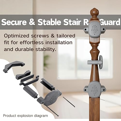 Miniatura 2 de Upgrade 2 Pcs Baby Gate Banister Adapter  No-Drill Stair Railing Mount Kit, Fits 23.5 RoundSquare Posts, Compatible with Baby & Pet Safety Gates,Gray