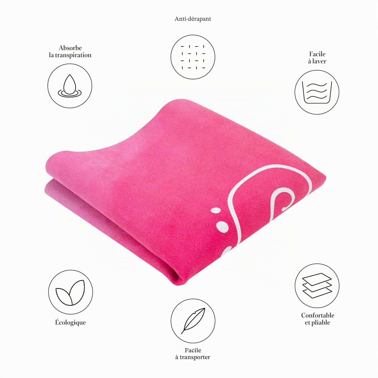 Tapis de Yoga de Voyage, Tapis d'exercice et de Fitness Pliable et Antidérapant de 1,5 mm d'épaisseur pour Pilates Gym Stretching, Absorbe la Transpiration, 183 x 61 cm