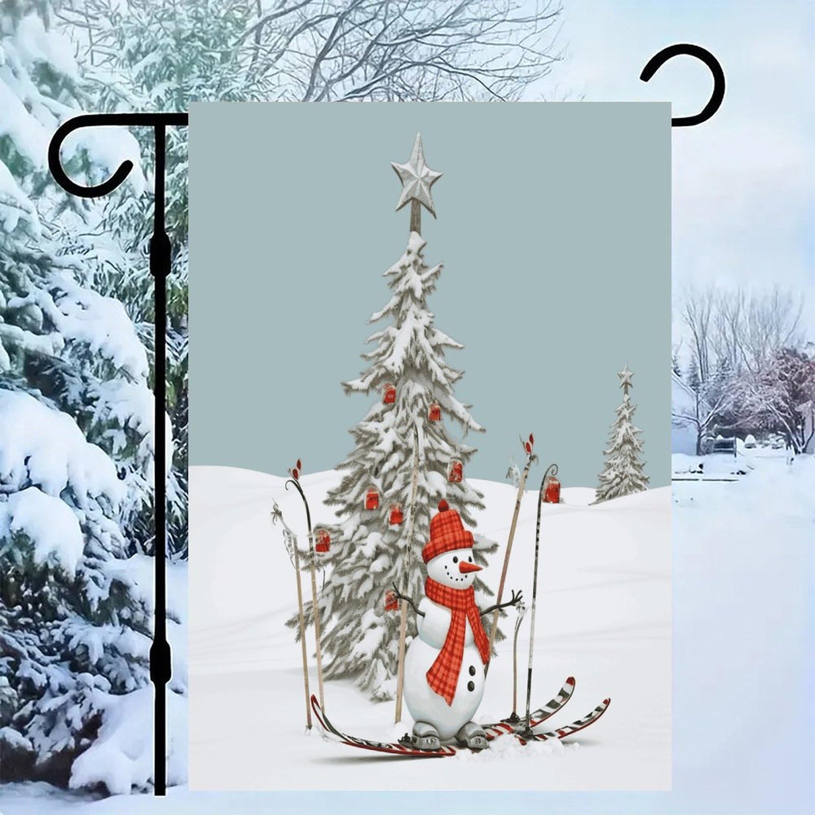 Bandera de jardín árbol de Navidad decoración exterior de temporada doble cara de 12x18