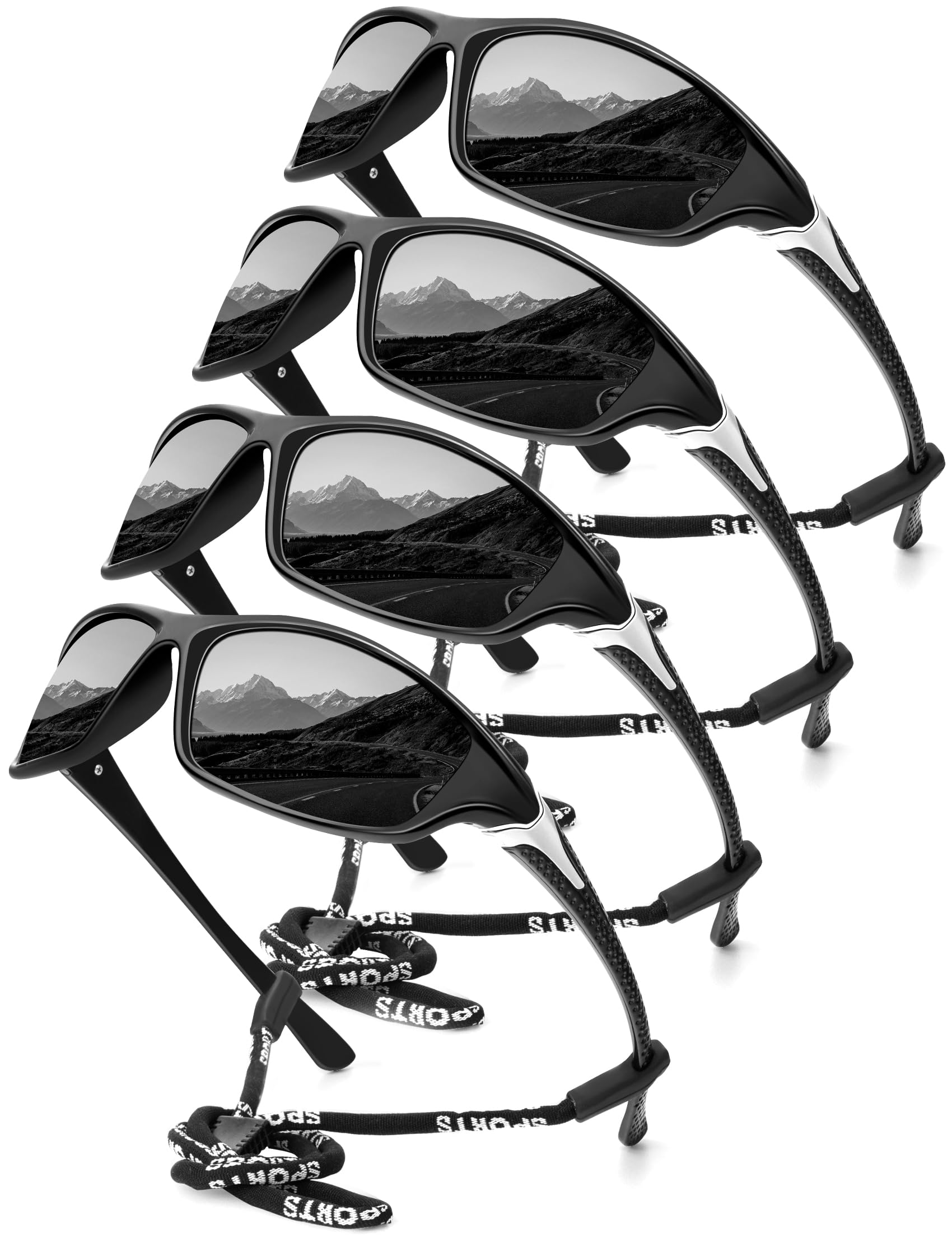 4 Pack Polarized Sunglasses-Men Sports Sun-glasses: