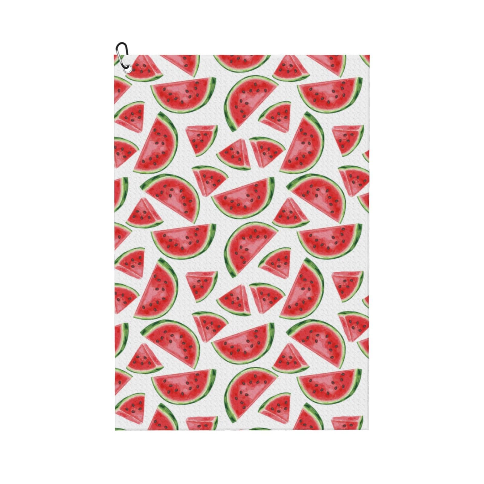 AOOEDM Hand Drawn Watermelon Print Golf Towel with Carabiner Clip Absorbent Microfiber Golf Towel for Cleaning Golf Ball Club Putter Iron for Golf Bag Trolly Belt Loop 16" X 24"