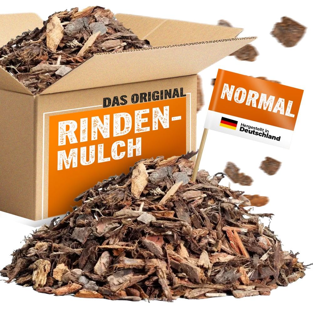 Rindenmulch Mittel 10-40 mm Körnung, 120 Liter (2 x 60 L Säcke), Premium Rindenmulch aus bayrischer Fichten- & Kiefernrinde, Gärtnerqualität, beugt Unkrautwuchs vor & hält den Boden feucht