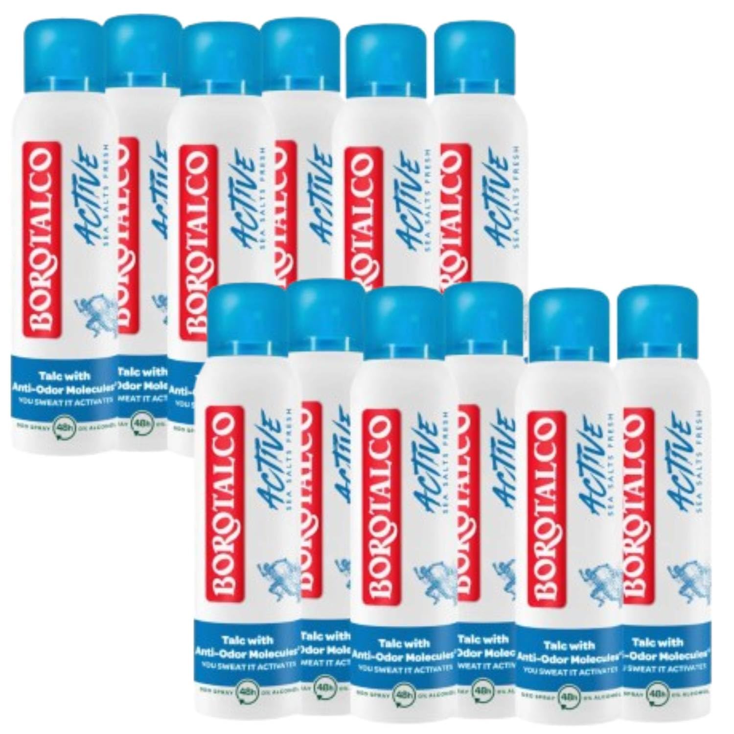 Borotalco Active Deodorante Uomo Anti-Odore Con Talco Al Profumo Di Sali Marini Spray 48H 150 Ml (12)