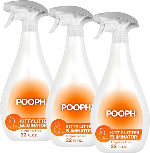 Pooph Desodorizador de caja de arena para gatitos, aerosol de 32 onzas, paquete de 3 Desmonta olores sobre una base molecular, gatos, ambientador,