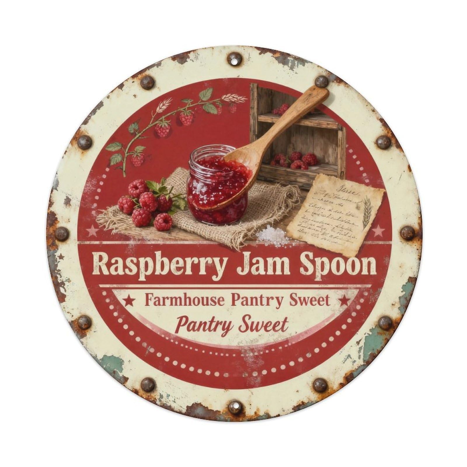 Raspberry Jam Spoon Metal Tin Sign Plaque