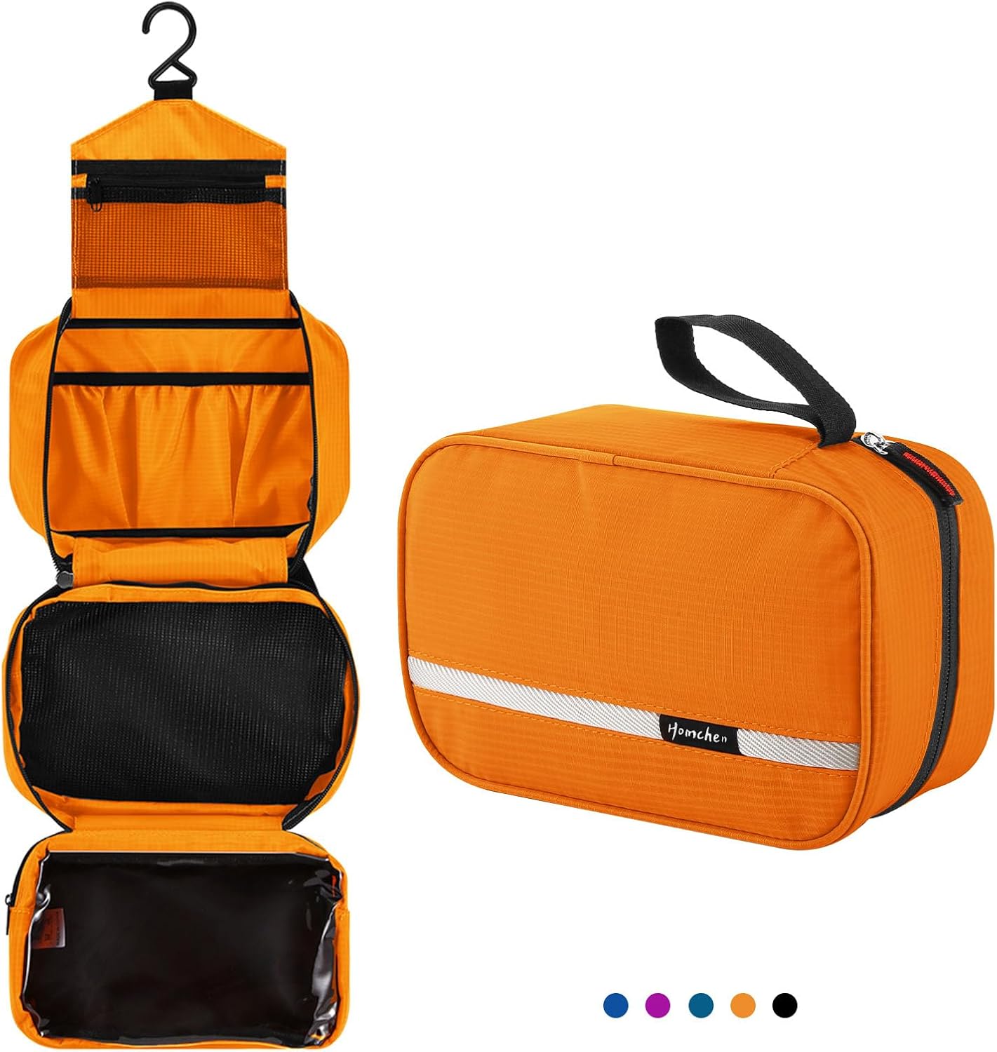homchen Hanging Travel Toiletry Bag, Waterproof Folding Portable Cosmetic Bag, Wash Bag for Men and Women…
