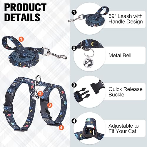 Miniatura 2 de BEAUTYZOO Juego de arnés y correa para gatos a prueba de escapes para caminar, arnés de chaleco ajustable suave para gatos pequeños, medianos