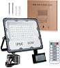 Security Lights Outdoor Motion Sensor 50W, 5000LM 6500K PIR Sensor Security Light with Remote Control, LED Outdoor Floodlight Mains Powered with UK Plug 2M Wire for Garden, Backyard