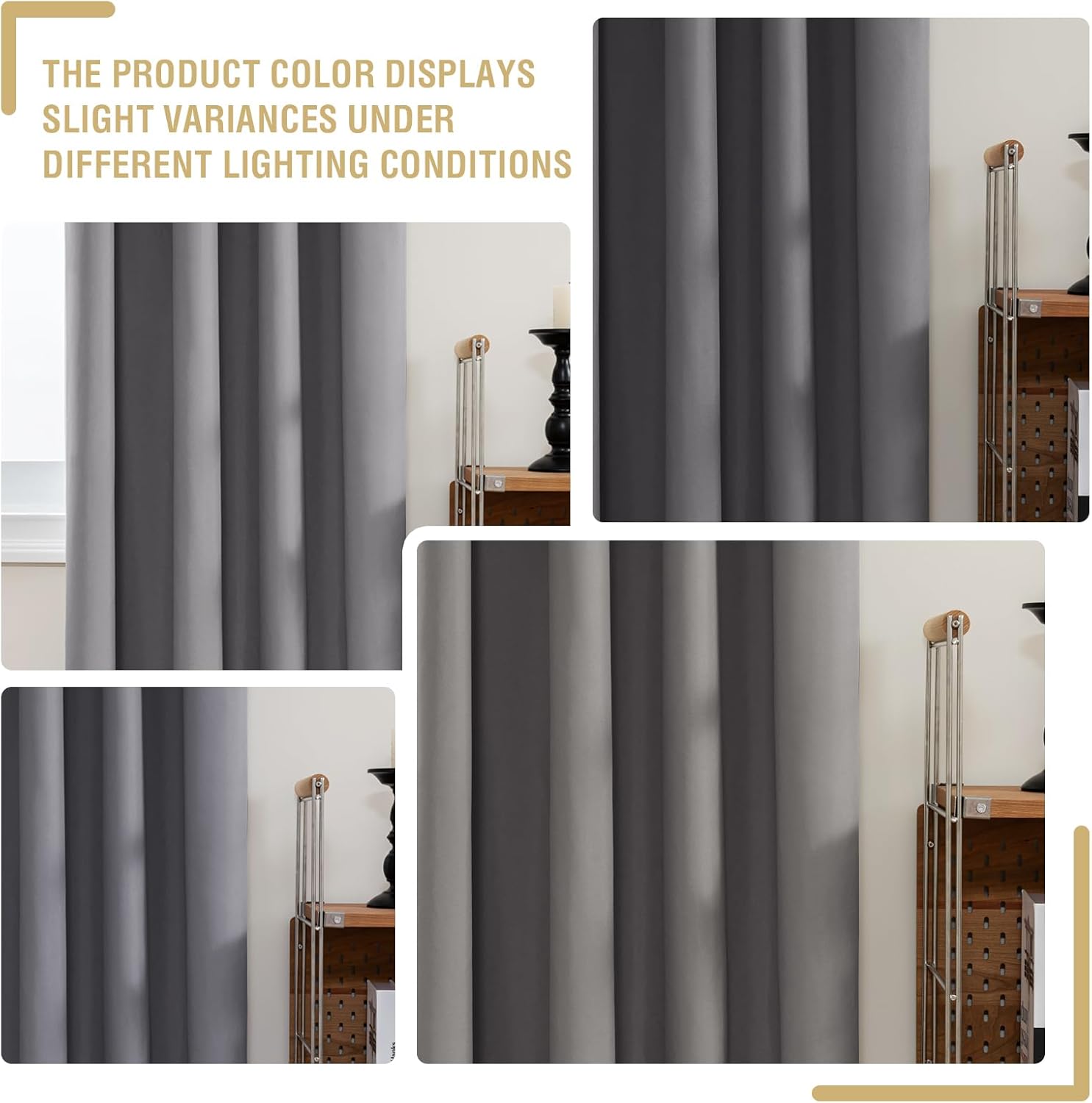 H.VERSAILTEX Blackout Curtains 54 Inch Length Light Blocking Rod Pocket Drapes for Living Room Thermal Insulated Window Curtains with White Liner for Bathroom, 52Wx54L, 2 Panels, Grey