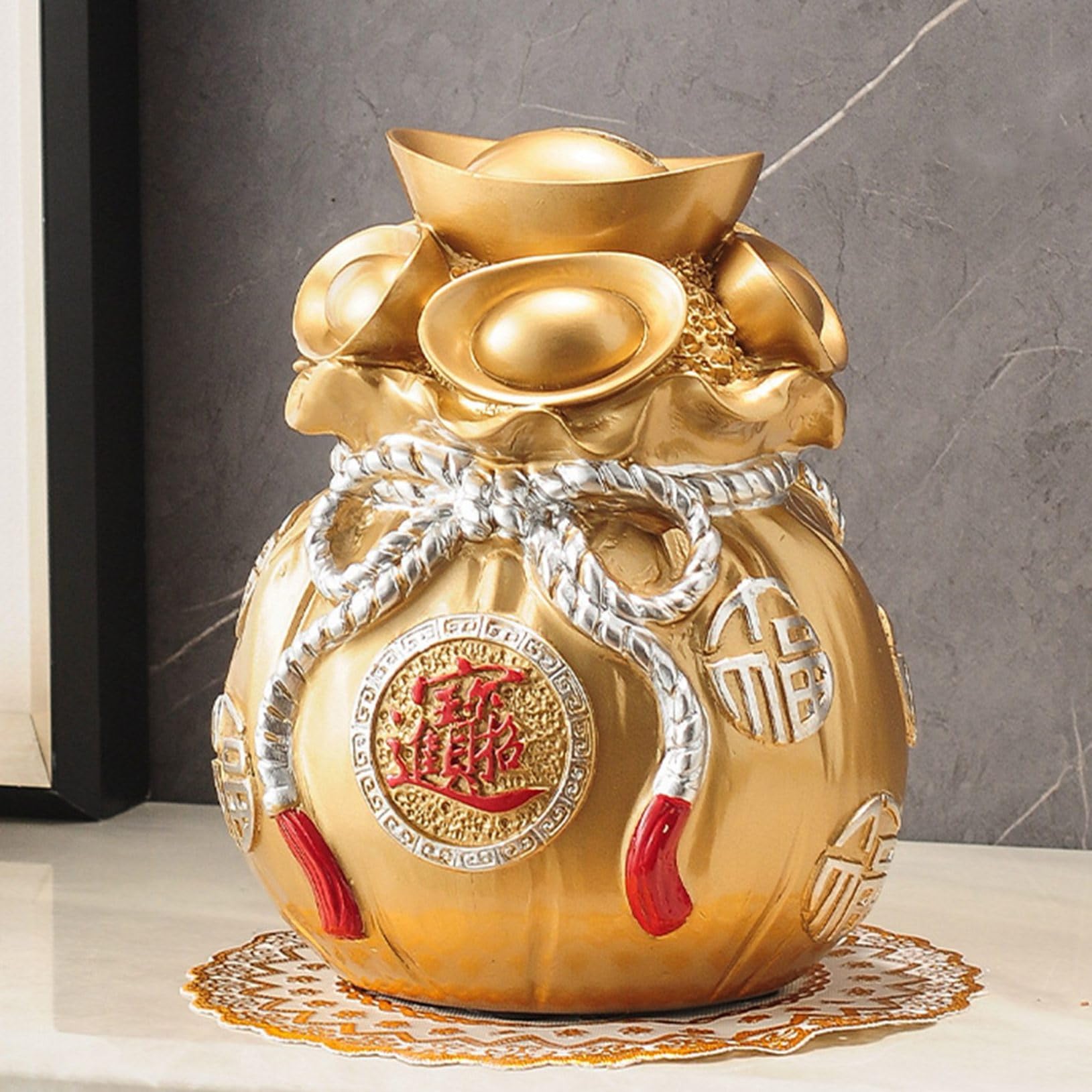 Amazon.co.jp: 風水グッズ 貯金箱 財布 銭桶 元寶 置物 金運アップ  