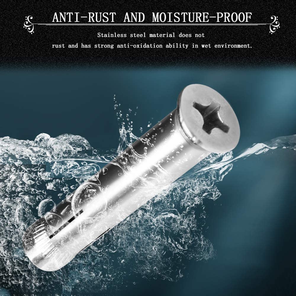 Pernos de expansión Tacos de pared, Expansion Bolts,Anchor Bolts,Stainless Steel Cross Countersunk Head Expansion Screw for Home Decoration, Engineering, Silver,(M6*70)
