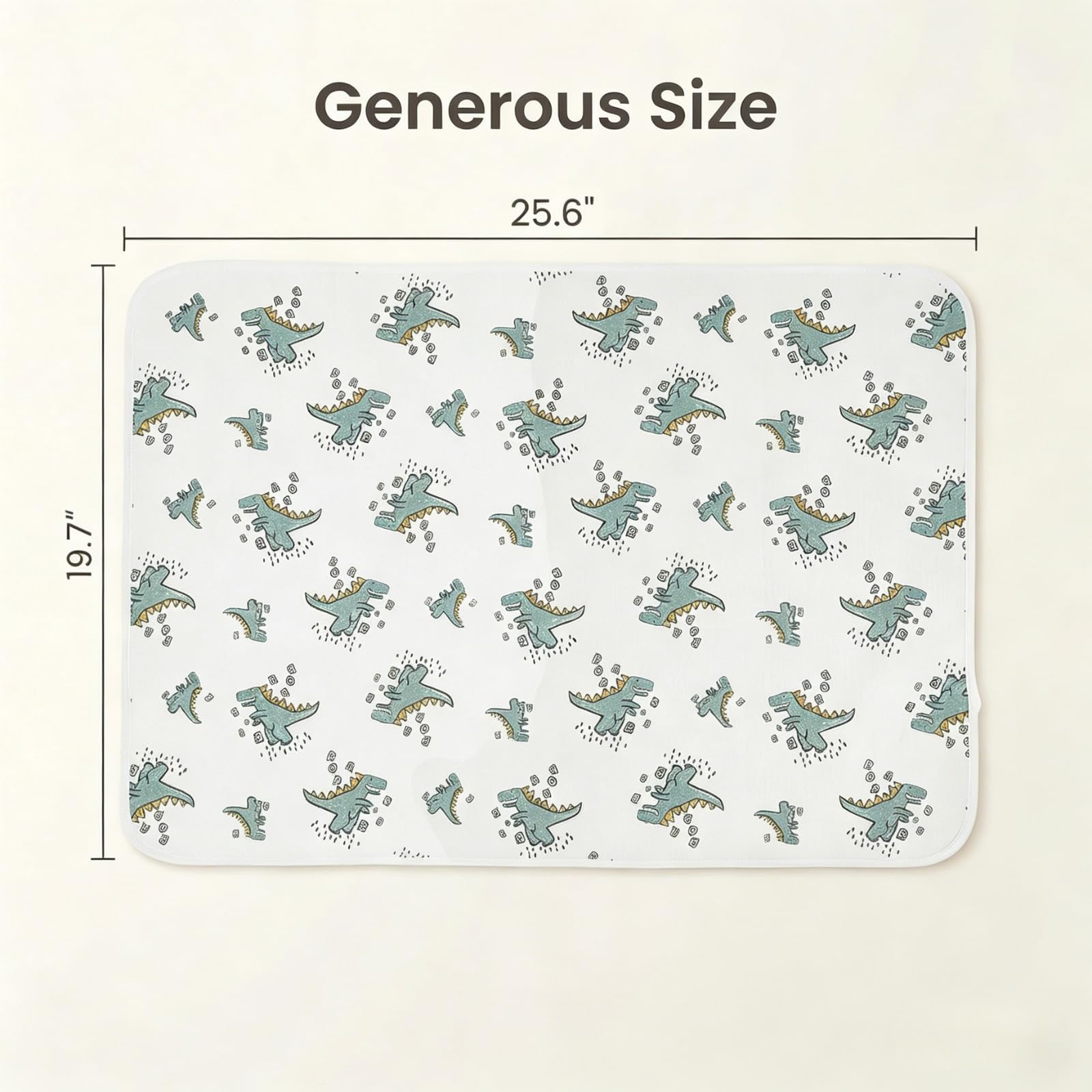 Cambiador de pañales para bebé, 19.7 x 25.6 pulgadas, impermeable, con parte superior frontal de algodón 100% muselina y parte trasera de cuero, cambiador portátil suave y absorbente para viajes