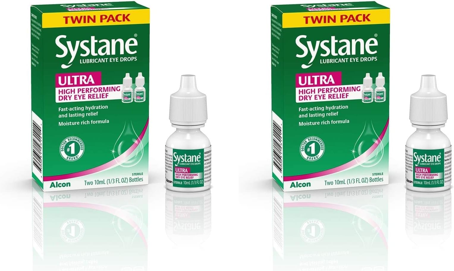 Ultra Lubricant Eye Drops, Artificial Tears for Dry Eye, Twin Pack, 10-mL Each (Pack of 2)
