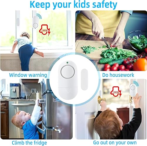 Miniatura 7 de Alarma de puerta y ventana, paquete de 8 alarmas de piscina de 120 dB para puerta, alarmas de ventana para seguridad del hogar y seguridad de los