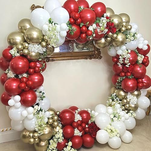 Miniatura 5 de Bezente Globos de látex cromados metálicos rojos, paquete de 100 globos redondos de helio de 12 pulgadas para cumpleaños, boda, aniversario,
