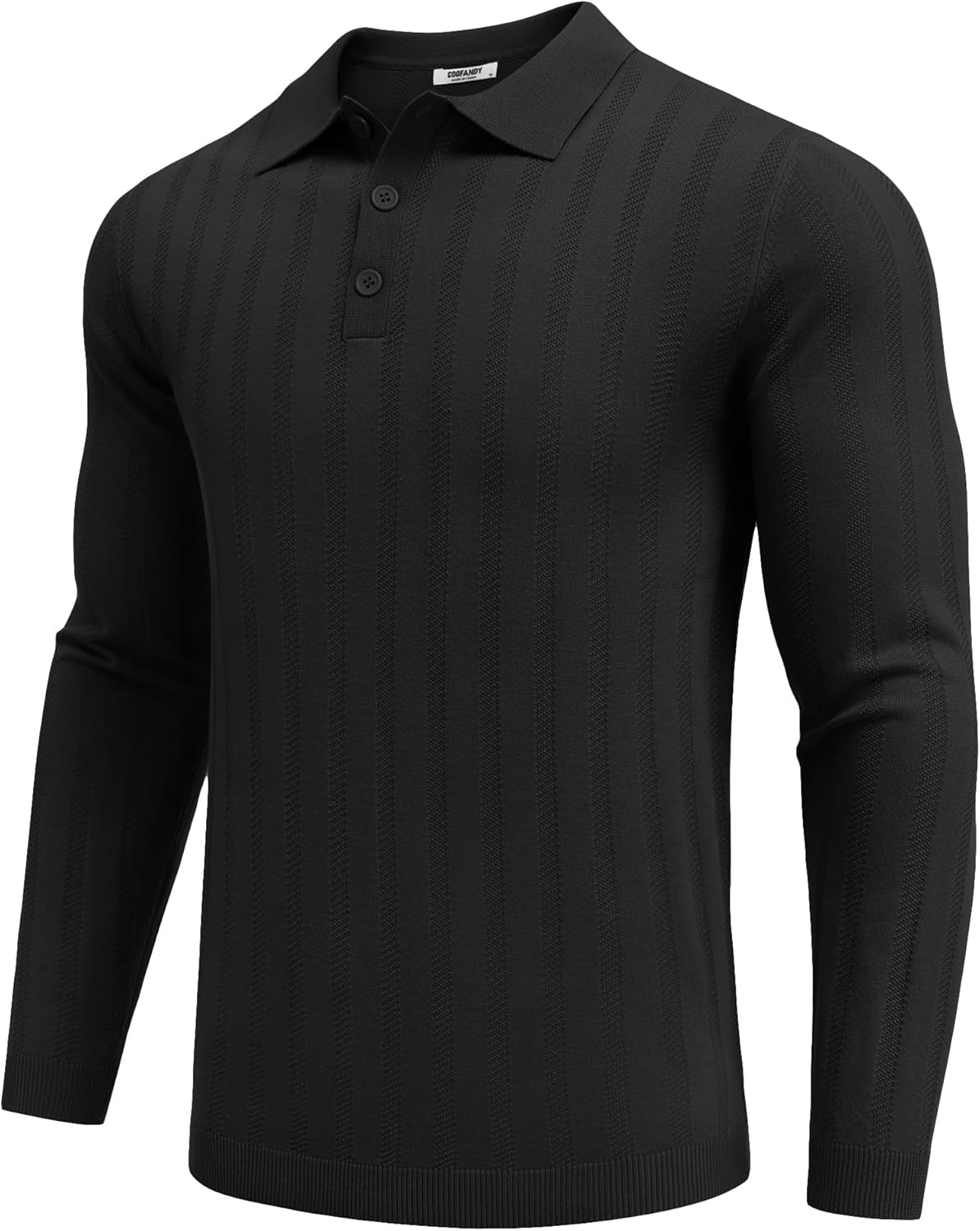 COOFANDY Men Knit Long Sleeve Polo Shirts Casual Dress Collared Sweater Pullover Button Down Golf Polo Shirts - Image 6