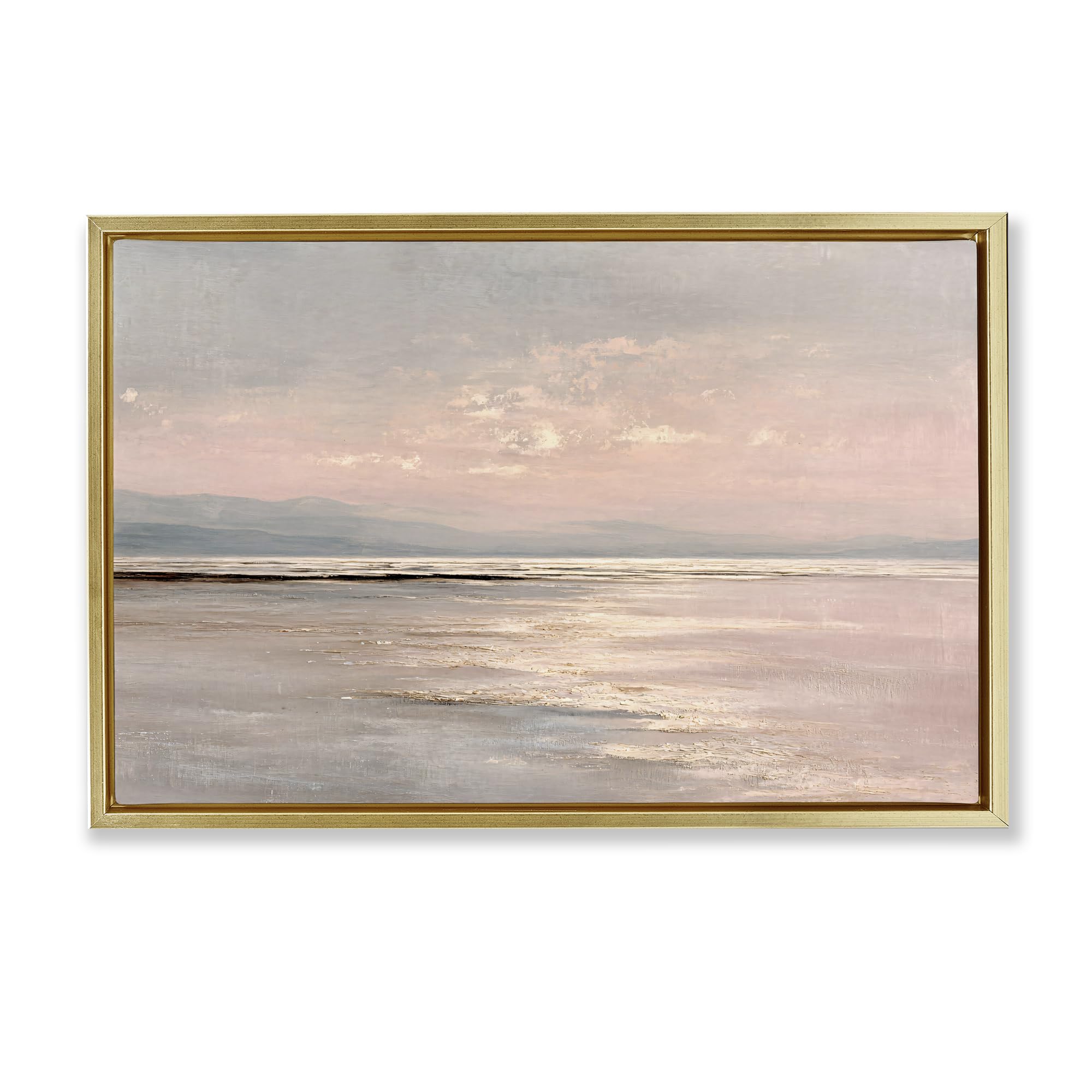 'Vast Blush Seascape'| Floating Frame Canvas Art