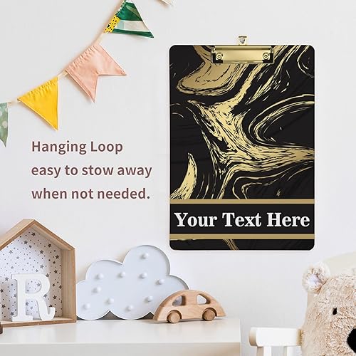Miniatura 7 de Portapapeles de plástico de mármol negro dorado personalizado, tamaño carta, portapapeles personalizados con clip de metal de perfil bajo para