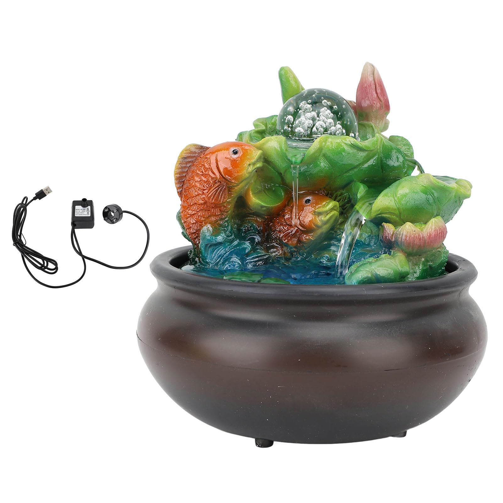 Fontaine de table USB ornement fontaine de résine flux réglable pour salon