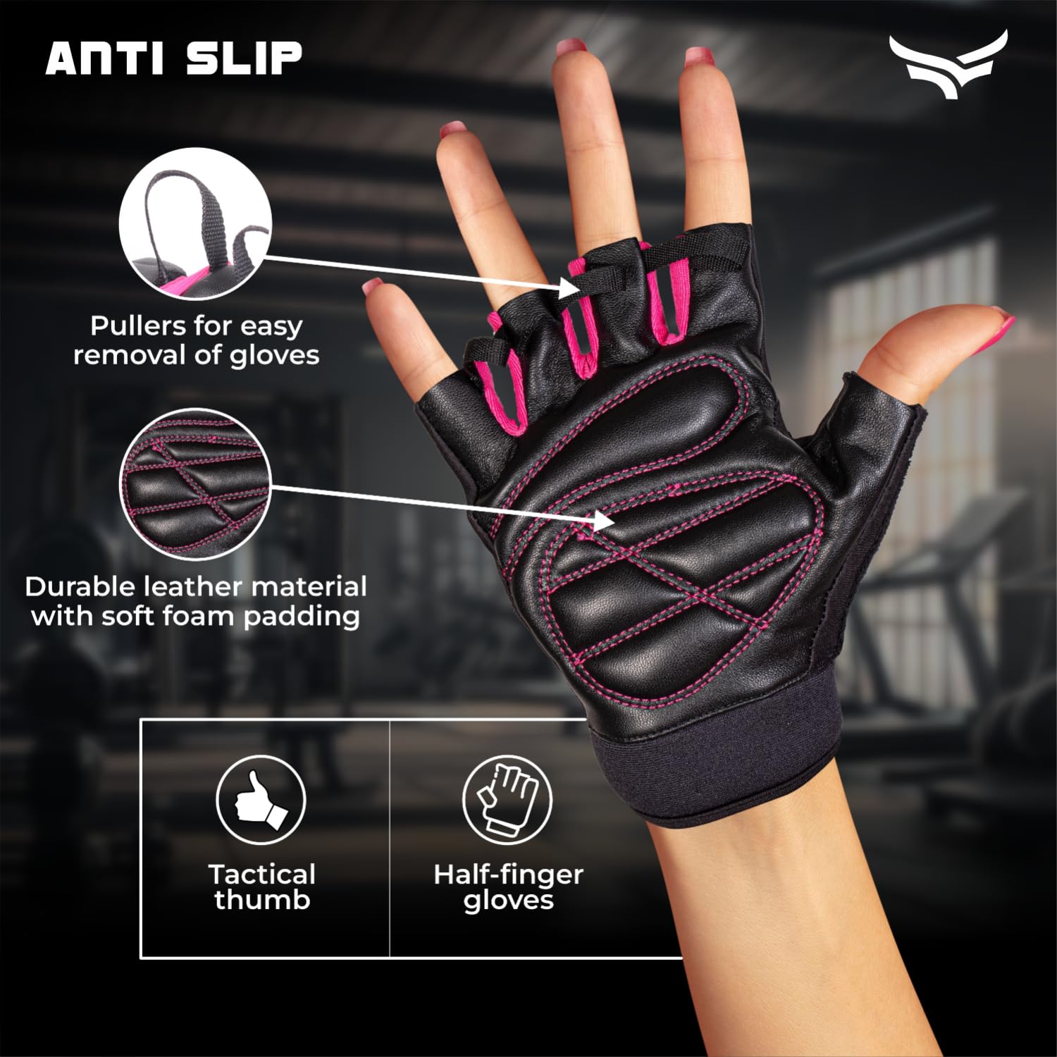 XTRIM Starlet Gym Gloves for Women with Wrist Support, Pullers, Quick and Easy Workout for Women, Weightlifting Gloves for Gym Workout and Training Exercise (Pink) - Image 7 thumbnail