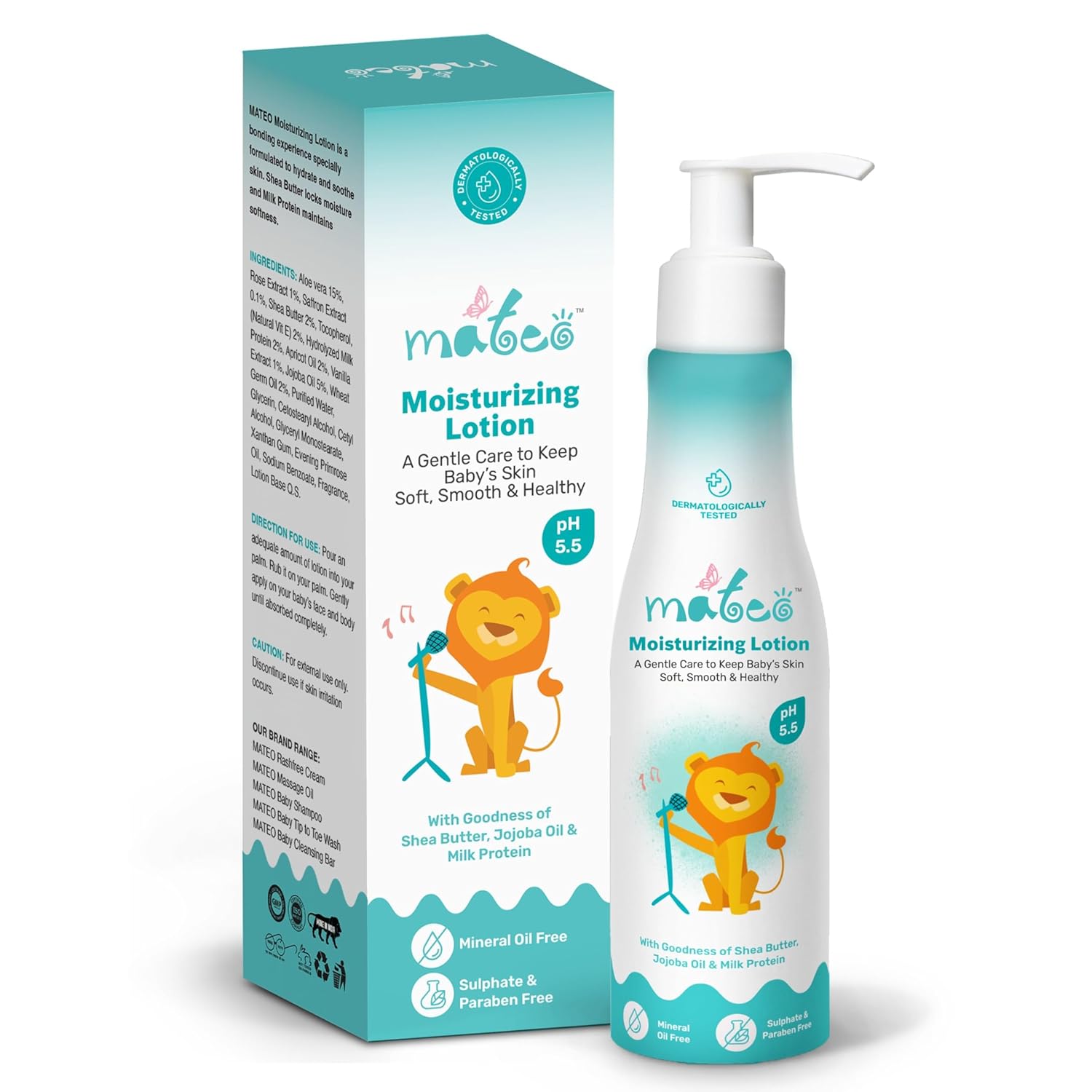 Mateo Moisturizing Baby Lotion | Daily Hydration with Shea Butter, Aloe Vera & Milk Protein | pH 5.5 Balanced | Keeps Baby’s Skin Soft, Smooth & Healthy | Dermatologically Tested | 200ml (Pack of 1) Mateo Moisturizing Baby Lotion | Daily Hydration with Shea Butter, Aloe Vera & Milk Protein | pH 5.5 Balanced | Keeps Baby’s Skin Soft, Smooth & Healthy | Dermatologically Tested | 200ml (Pack of 1)