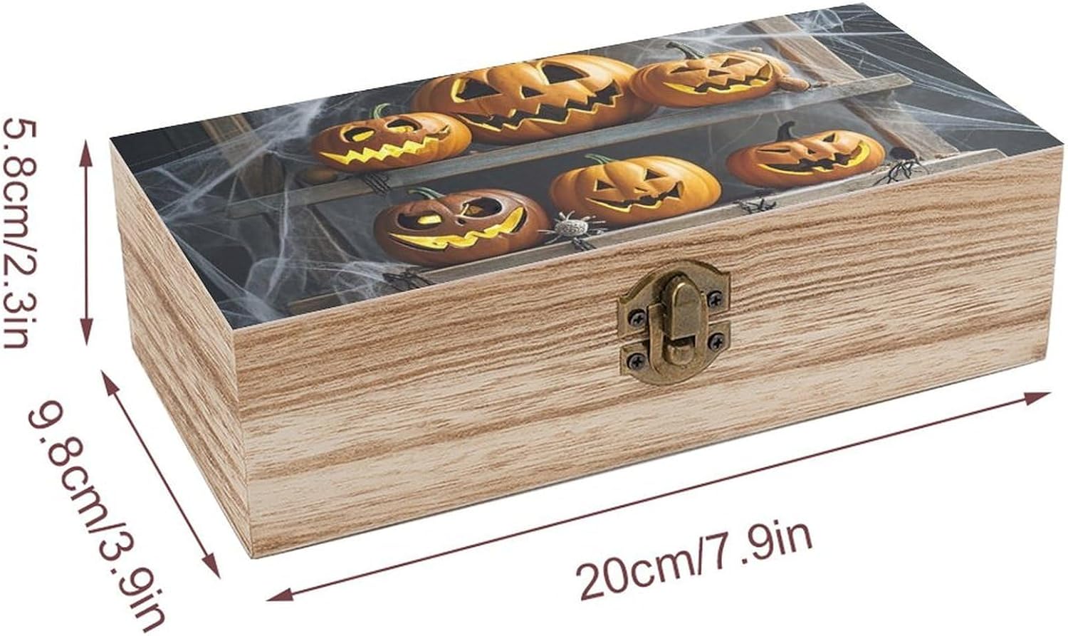 Lantern Face Vintage Wooden Storage Box with Hinged Lid Natural Wood Keepsake Box for Jewelry, Crafts & Gifts Rustic Memory Box Organizer for Home Decor, Rings, Trinkets image 2