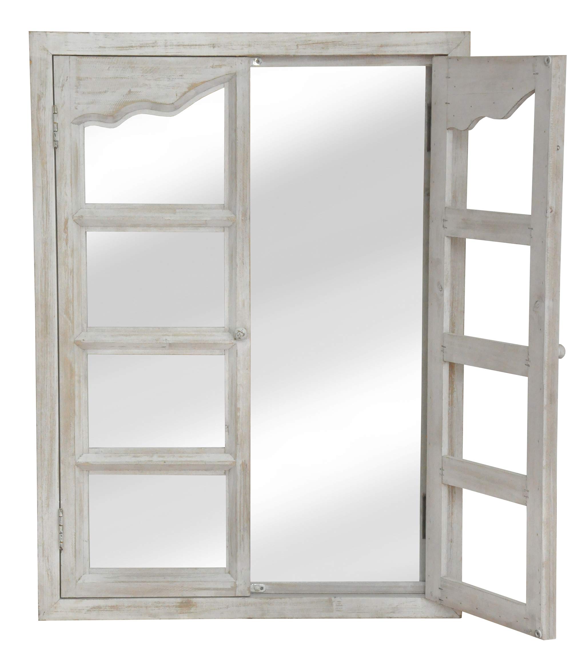 Elbmöbel Wandspiegel weiß Holz mit Fensterläden - Landhausstil 86x63 cm
