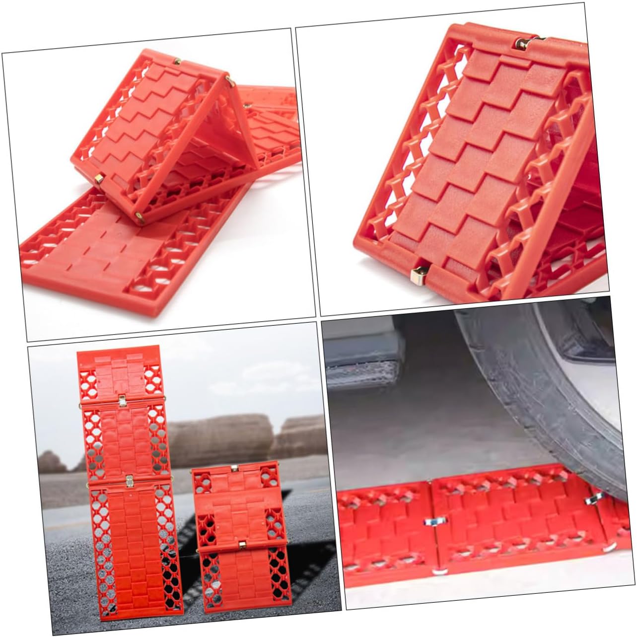 1pair Foldable Car Tire Traction Pads Essential Mats for Mud Sand Compact Design - Heavy-Duty Material Off-Road Traction Accessories