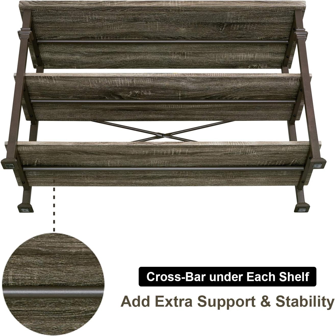 Hombazaar 3 Tier Console Sofa Table, Industrial Rustic Entryway Table with Storage Shelf for Living Room, Hallway, Grey Oak Finish, 47-Inch Long : Home & Kitchen